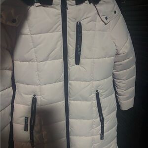 Light pink Puffer Coat with Black Accents Canada